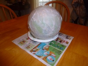 Paper mache drying Paper mache balloon