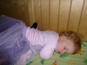 More on why she is sleeping in a purple tutu later.  For now, just assume that we are crazy.