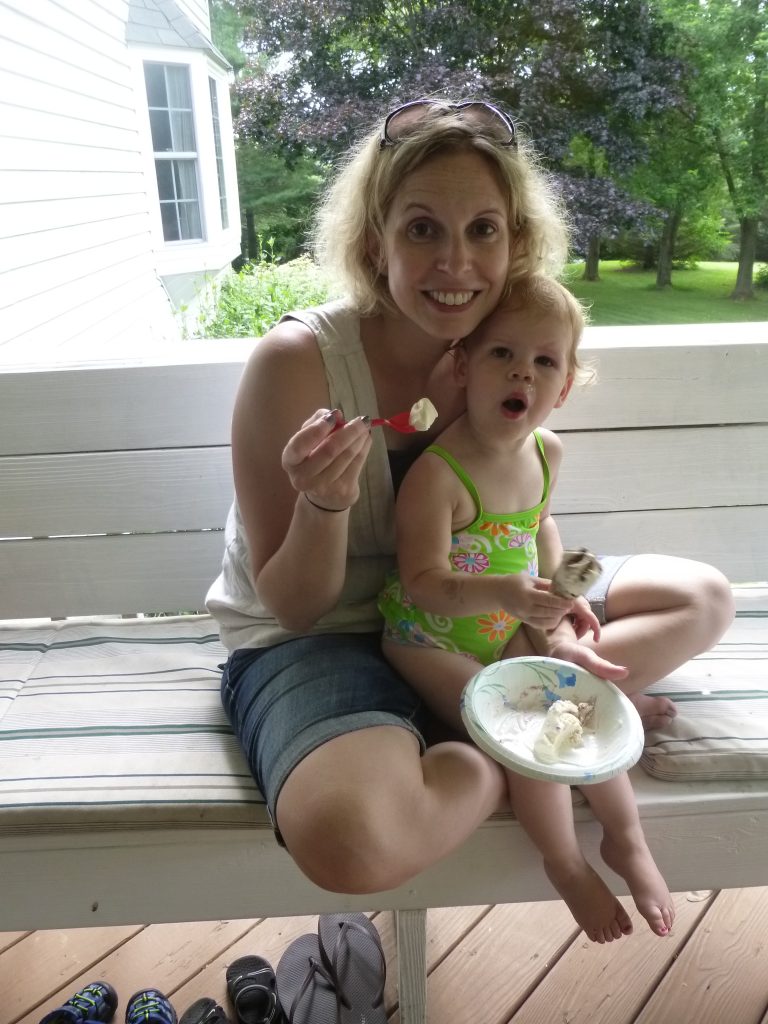 We love our ice cream! (please excise excessive bags under my eyes and for pic of much cuter younger sister enjoying said ice cream, see here)