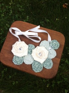 Fabric Rosette Flower Bib Necklace