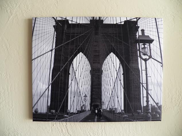 Pottery barn dupe close-up Brooklyn bridge print @alisamalisa @meredithspidel