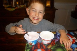 YOPLAIT! No, really this wasn't rigged. And there were only minor bribes to get him to smile.
