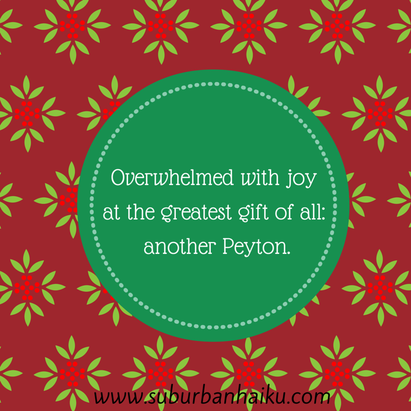 An original haiku from the talented Peyton Price of Suburban Haiku about the greatest gift of all!