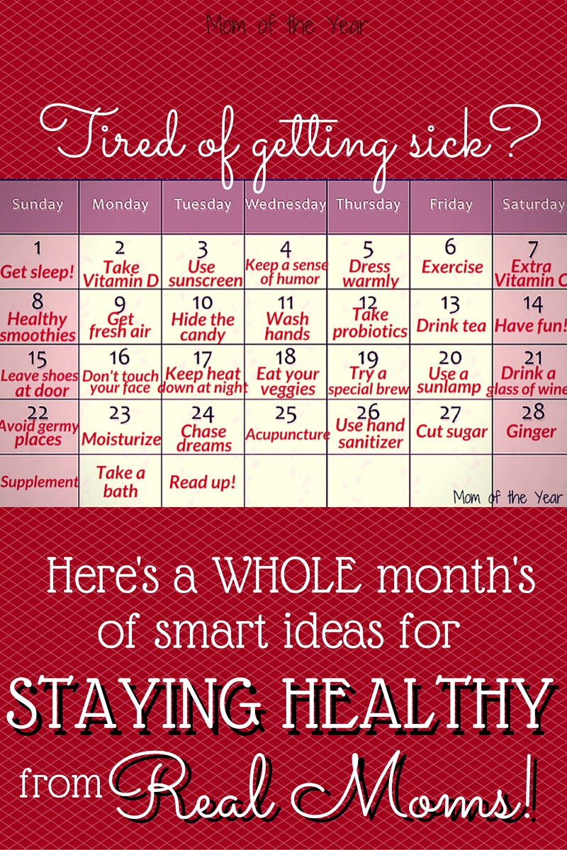 Sick of being sick? Me too! Need help staying healthy and staving off illness during these winter months? I've created an ENTIRE MONTH'S WORTH of ideas for keeping your family well. Try one simple suggestion each day and give the yucky germs the boot. Don't need 'em, don't want 'em!