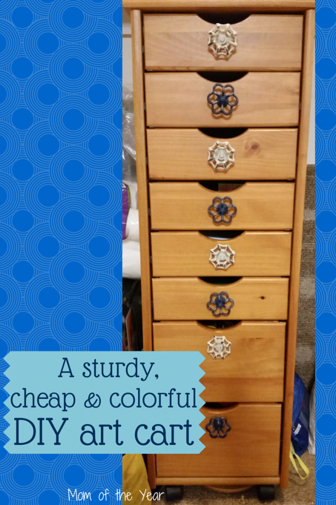 Our plastic art cart simply couldn't hold up to the wear and tear of my kids' daily use. Need something sturdy to organize all your crafting supplies? This fits the bill and with a sweet, colorful DIY touch that makes it user-friendly for small hands, you'll love it!