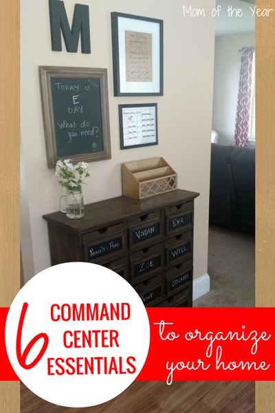 Overwhelmed with trying organize the family calendar and different schedules, homework assignments, paperwork, and reminders? Check this easy way to set up a command center for your home that will keep you all organized, on track, and things flowing smoothing. Check the six essentials you'll need for a family command center, and you'll be on your way to being on top of things in no time!