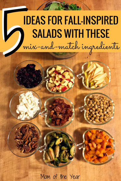 Looking for a way to spruce up your lunchtime routine while keeping it healthy? Try one of these fab ideas for fall-inspired salads! I would never have thought of some of these combinations, but they are genius--and delicious!
