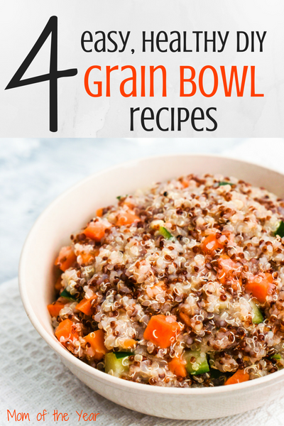 Looking for a healthy lunch choice that's easy to make? Grain Bowls are hearty, healthy, satisfying, and a fantastic way to use up leftovers. Check these four great recipe ideas and then grab the bonus sub-in options to personalize for your own taste. I would never have thought of some of these fab mix-ins!