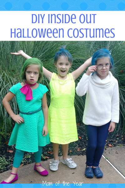 Looking for a fun group costume idea? These DIY Inside Out Halloween Costumes are a total easy win--plus super-cheap and budget friendly! All the easy how-to you need here--plus a few tricks to make this Halloween extra sweet for your gang!