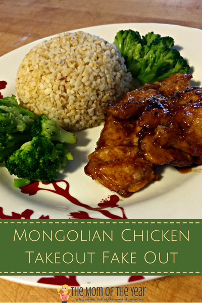 Busy day with no time to cook? No sweat! Try this Mongolian Chicken Takeout Fake Out Recipe for a family-friendly dinner that's super-quick, easy and DELICIOUS! I love this idea for healthy, nutritious side dish too!