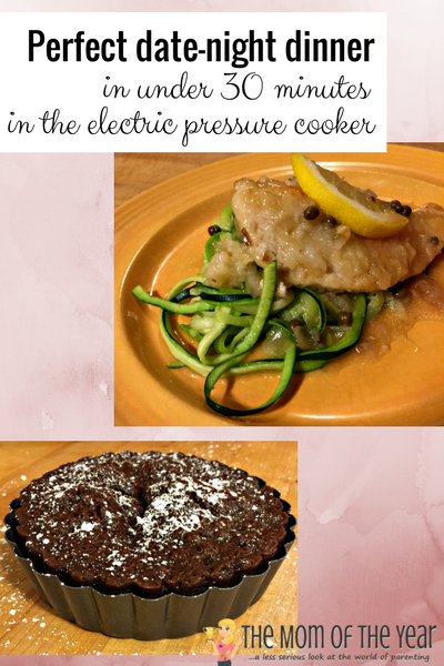 Need a quick, fancy dinner, but short on time and money? This budget-friendly, family-friendly electric pressure cooker date-night dinner works for date night in or a people-pleaser family meal! With chicken piccata and chocolate molten lava cake, this meal is sure to impress! Plus, check out this easy idea for cooking zoodles to perfection!