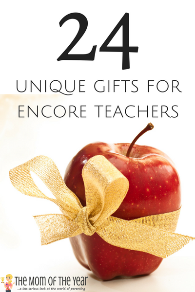 Don't forget all the teachers who are part of your child's day--check out these gifts for encore teachers and find something special to give the music teacher, library teacher, art teacher and gym teacher. 24 creative ideas--and I would never have thought of the last few! Genius!