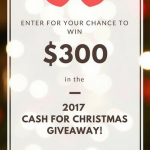 Enter for your chance to win $300 for your Christmas shopping in gift cards from Amazon, Target, Walmart, and Kohls. There will be 5 winners in all!