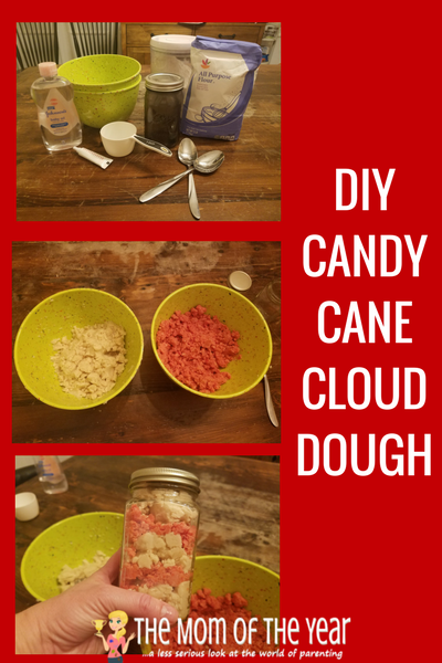 DIY Candy Cane Cloud Dough is a fantastic gift idea for so many on your list--adults and kids alike! It's such a sweet craft idea for kids and so very budget-friendly!