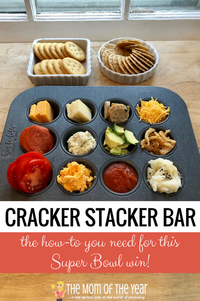 This DIY Cracker Stacker Bar is genius for your Super Bowl party! The brilliance is that it's perfect for young kiddos and adults alike--check out why it's so sweet, along with all the how-to you need, and get ready to enjoy this genius party hit idea! Score!