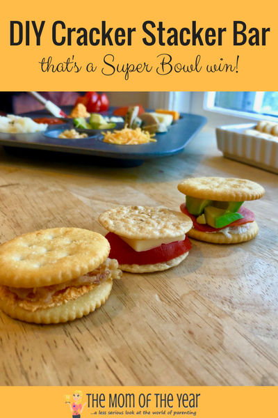 This DIY Cracker Stacker Bar is genius for your Super Bowl party! The brilliance is that it's perfect for young kiddos and adults alike--check out why it's so sweet, along with all the how-to you need, and get ready to enjoy this genius party hit idea! Score!