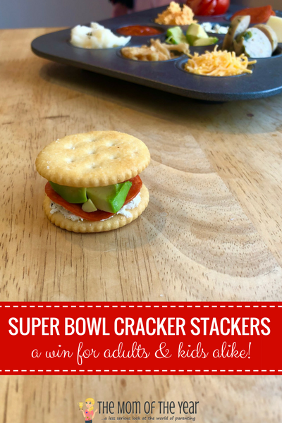 This DIY Cracker Stacker Bar is genius for your Super Bowl party! The brilliance is that it's perfect for young kiddos and adults alike--check out why it's so sweet, along with all the how-to you need, and get ready to enjoy this genius party hit idea! Score!