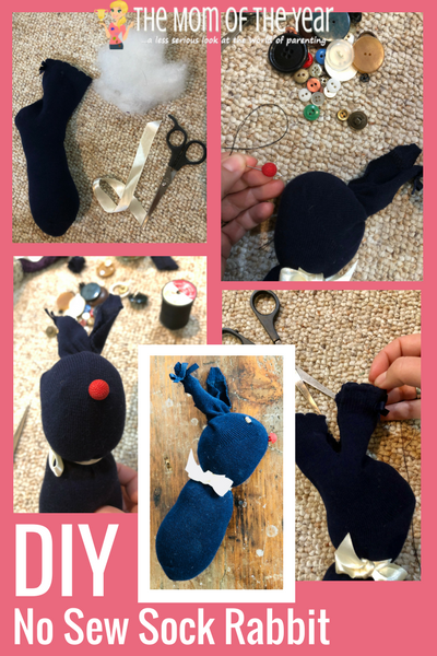 15 Minute DIY No Sew Sock Rabbit - The Mom of the Year