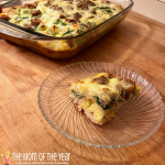Looking for quick, delicious and filling brunch recipe? This one-pan Easter breakfast casserole is a win! Toss it together easily and then hop back in on the Easter morning fun with your family! And make sure to check out the genius shortcuts to save even more time!