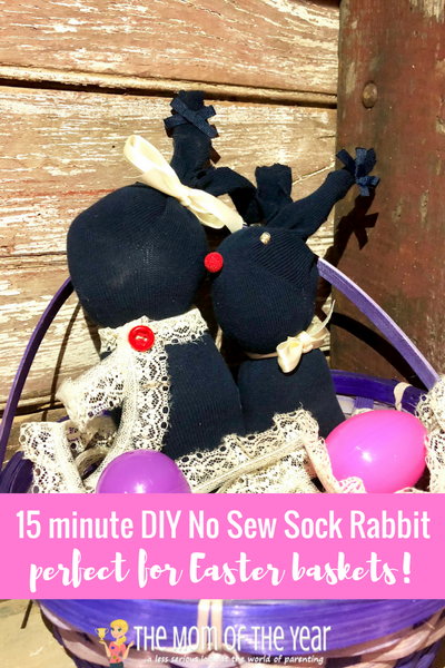 Looking for a fun, inexpensive lovey to add to your kiddos' Easter basket? This 15 Minute DIY No Sew Sock Rabbit is the perfect little stuffed animal that will allow you to celebrate Easter without breaking the bank or your busy schedule--give it a go and win Easter with these cute bunnies, mama!