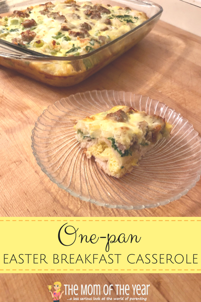 Looking for quick, delicious and filling brunch recipe? This one-pan Easter breakfast casserole is a win! Toss it together easily and then hop back in on the Easter morning fun with your family! And make sure to check out the genius shortcuts to save even more time!