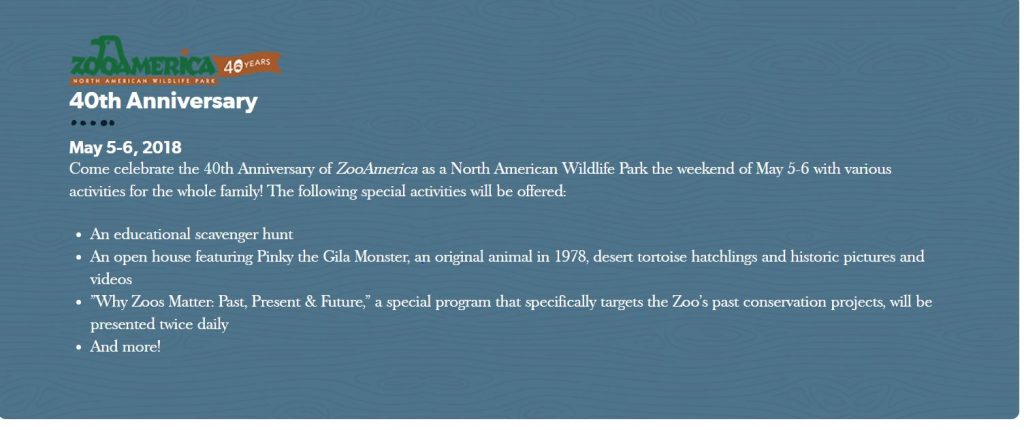 ZooAmerica's 40th Anniversary is happenning! Such a cool, family-friendly zoo that is the perfect spot for a day out with the kiddos! Go enjoy your family day out, mama!