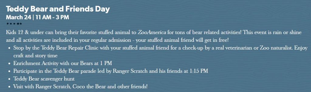 Looking for fun things to do with the kiddos this month? ZooAmerica Family-Friendly events are such a great way to get the whole family out and exploring as the weather starts to warm up!