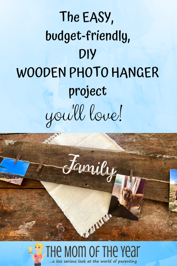 Not enough space to display all of your photos? This easy DIY wooden photo hanger to the rescue! This is such an easy, fun DIY project that you'll love! Display and change up all of your photos easily while keeping that farmhouse decor look! Check out the smart hack to save even more time in the directions!