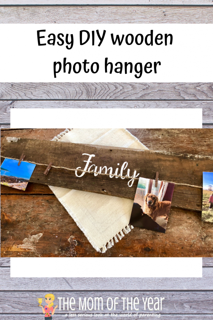 Not enough space to display all of your photos? This easy DIY wooden photo hanger to the rescue! This is such an easy, fun DIY project that you'll love! Display and change up all of your photos easily while keeping that farmhouse decor look! Check out the smart hack to save even more time in the directions!